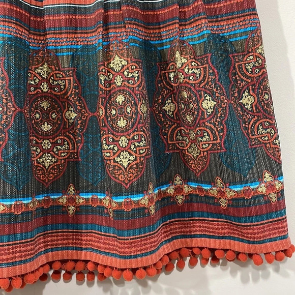 Kenzie Girl Linen Blend Pleated Skirt Pom Pom Hem Detail 5 - Picture 5 of 16